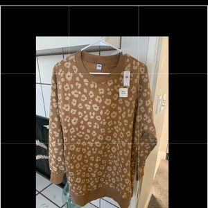 2 tunics Old Navy Side Slit Leopard Print Tunic Tan/white and Gray/Black NWT